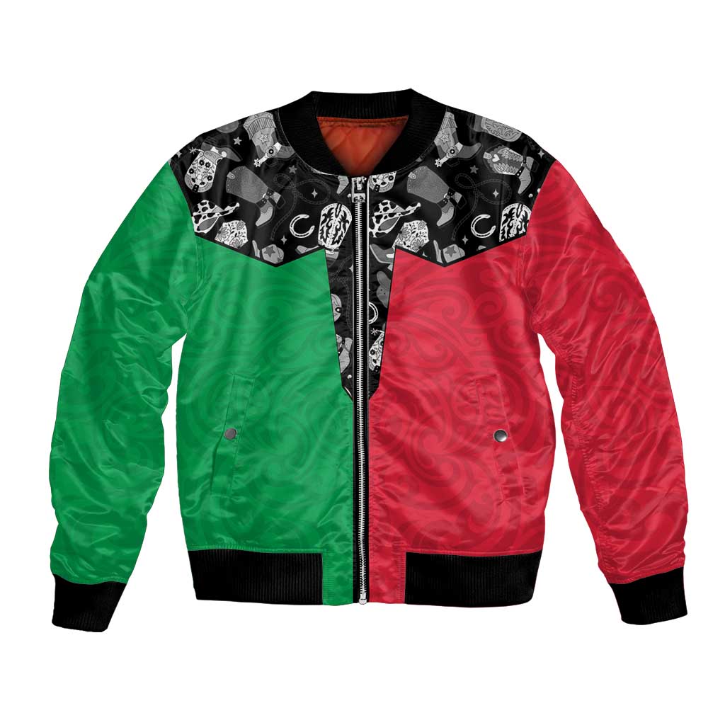 Vanuatu Cowboy Bomber Jacket Cowboy Symbols Split Stylized - Polynesian Pride