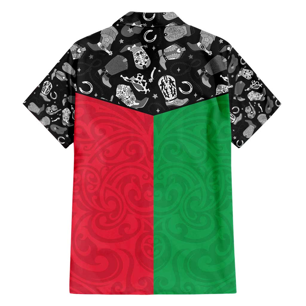Vanuatu Cowboy Family Matching Off Shoulder Short Dress and Hawaiian Shirt Cowboy Symbols Split Stylized - Polynesian Pride