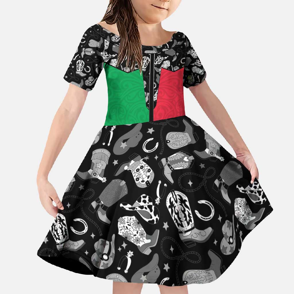 Vanuatu Cowboy Family Matching Summer Maxi Dress and Hawaiian Shirt Cowboy Symbols Split Stylized - Polynesian Pride