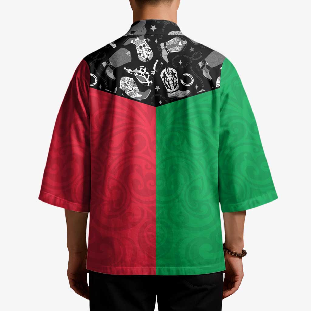 Vanuatu Cowboy Kimono Cowboy Symbols Split Stylized - Polynesian Pride