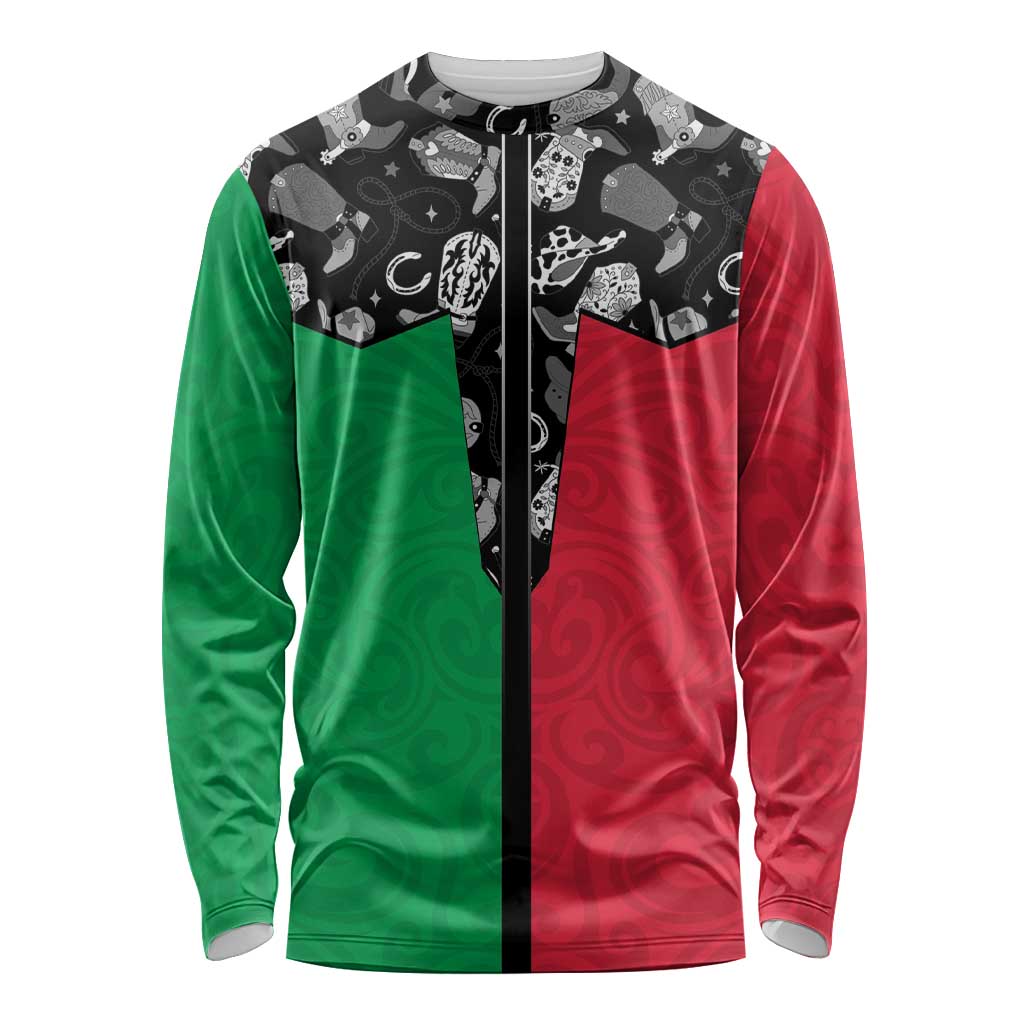 Vanuatu Cowboy Long Sleeve Shirt Cowboy Symbols Split Stylized - Polynesian Pride