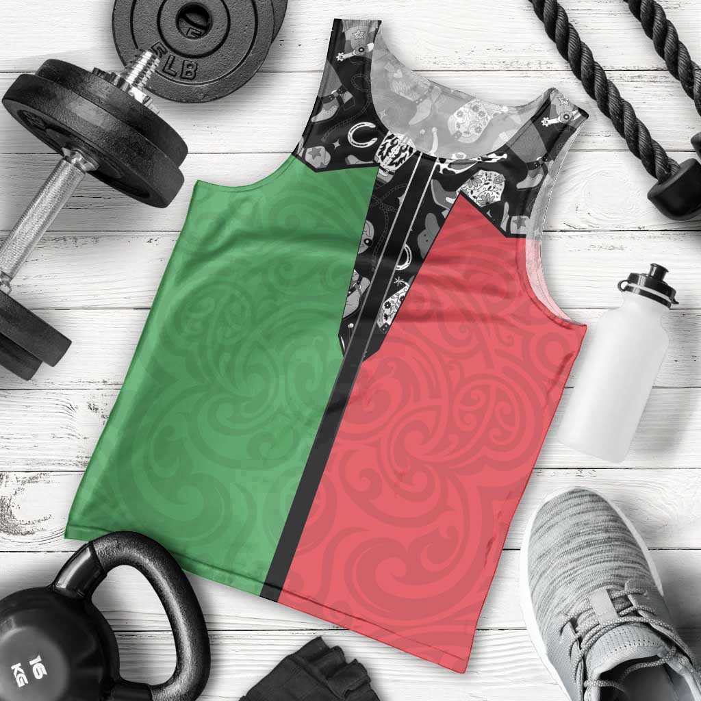 Vanuatu Cowboy Men Tank Top Cowboy Symbols Split Stylized - Polynesian Pride