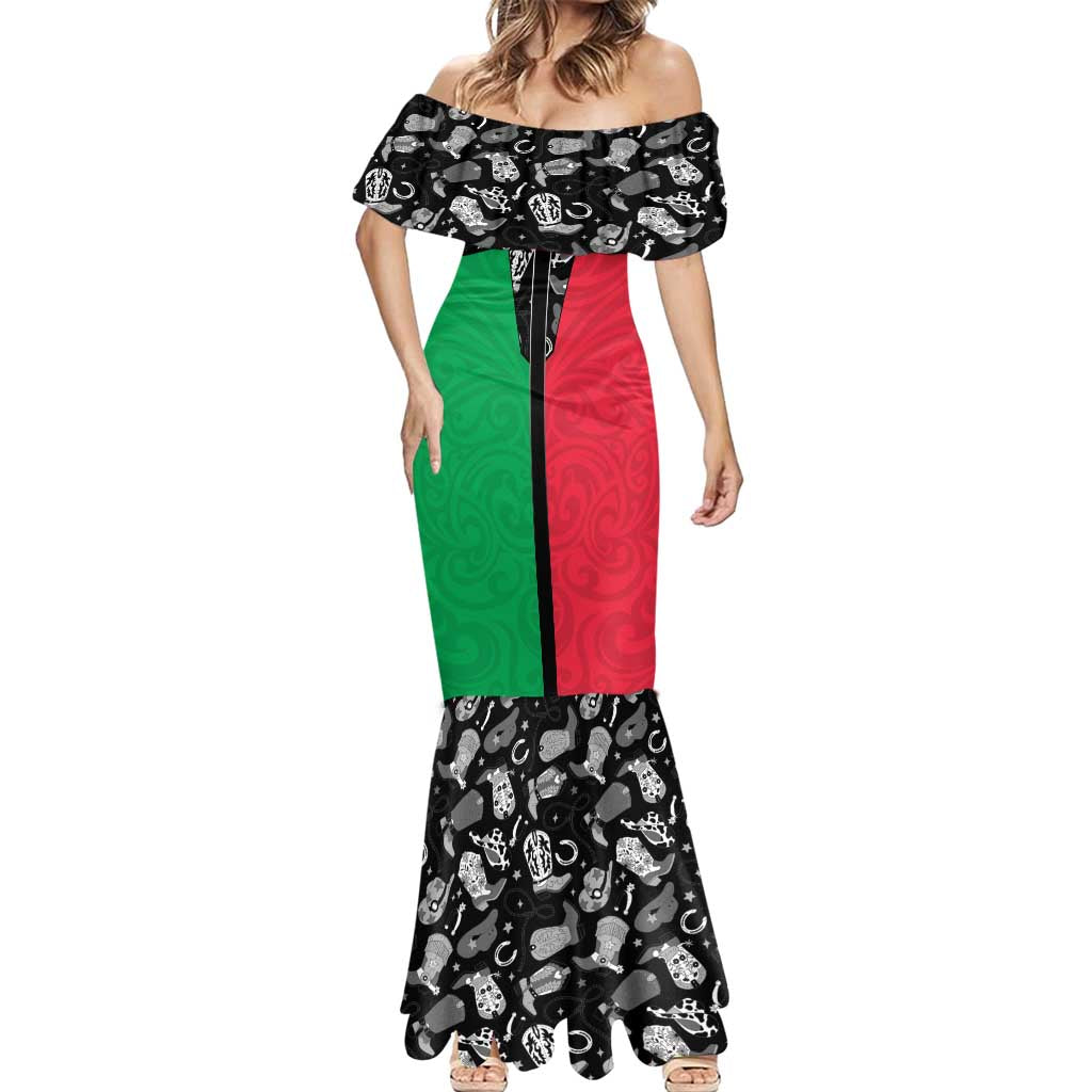 Vanuatu Cowboy Mermaid Dress Cowboy Symbols Split Stylized - Polynesian Pride