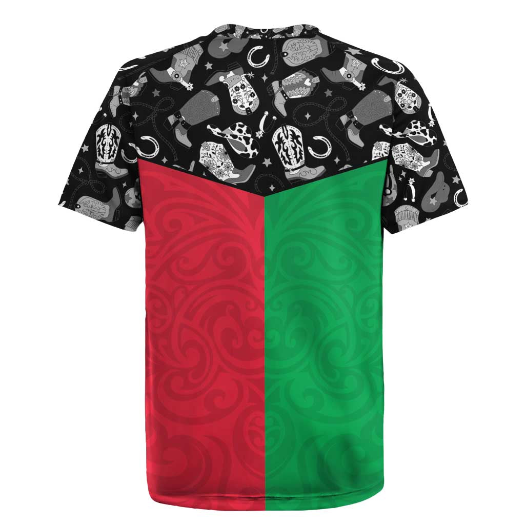 Vanuatu Cowboy Rugby Jersey Cowboy Symbols Split Stylized - Polynesian Pride