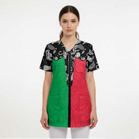 Vanuatu Cowboy Scrub Top Cowboy Symbols Split Stylized - Polynesian Pride