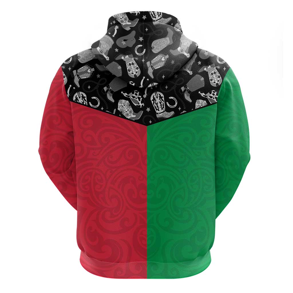 Vanuatu Cowboy Zip Hoodie Cowboy Symbols Split Stylized - Polynesian Pride