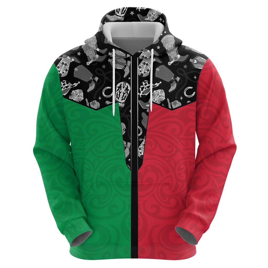 Vanuatu Cowboy Zip Hoodie Cowboy Symbols Split Stylized - Polynesian Pride