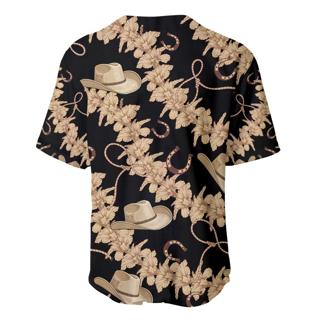 Vanuatu Cowboy Baseball Jersey Seamless Straw Hats Hibiscus - Polynesian Pride