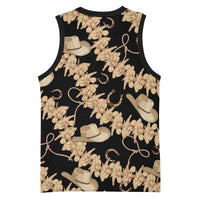 Vanuatu Cowboy Basketball Jersey Seamless Straw Hats Hibiscus - Polynesian Pride