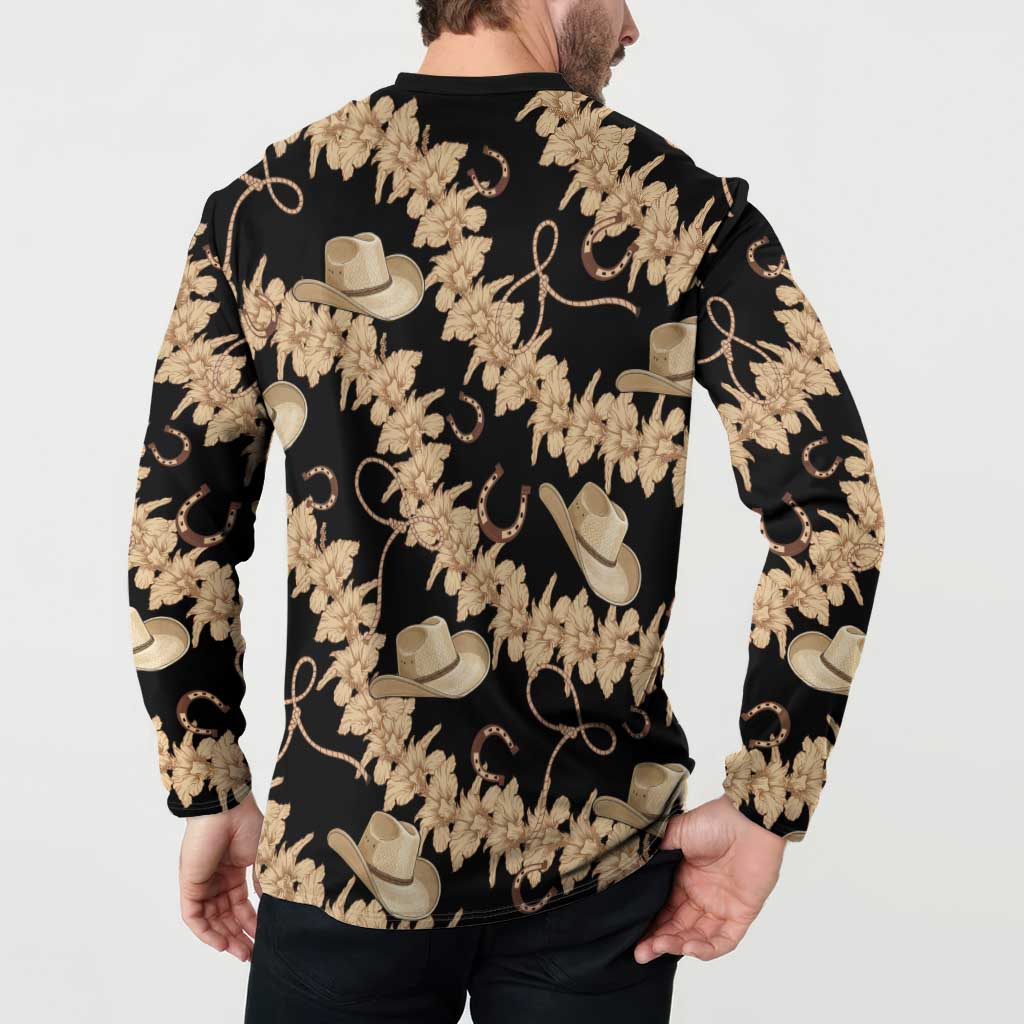 Vanuatu Cowboy Button Sweatshirt Seamless Straw Hats Hibiscus - Polynesian Pride