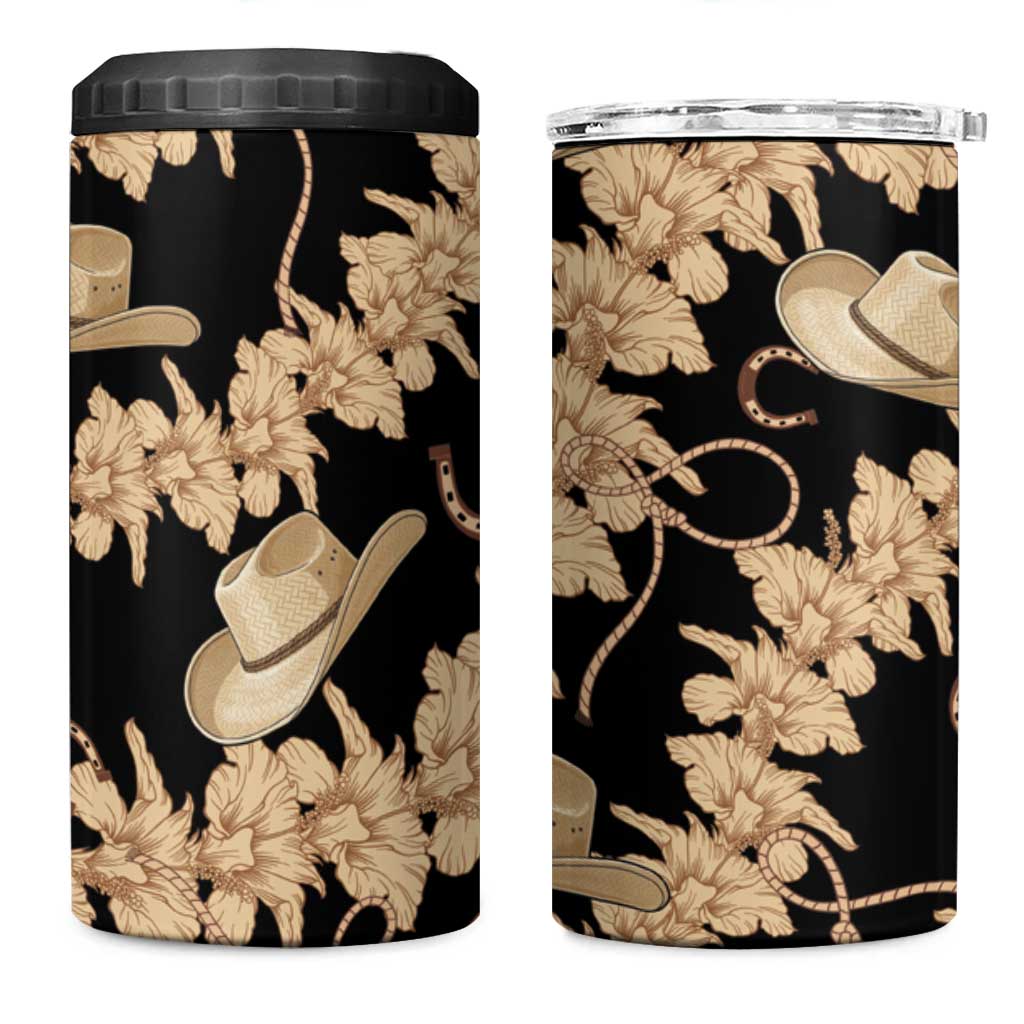 Vanuatu Cowboy 4 in 1 Can Cooler Tumbler Seamless Straw Hats Hibiscus - Polynesian Pride