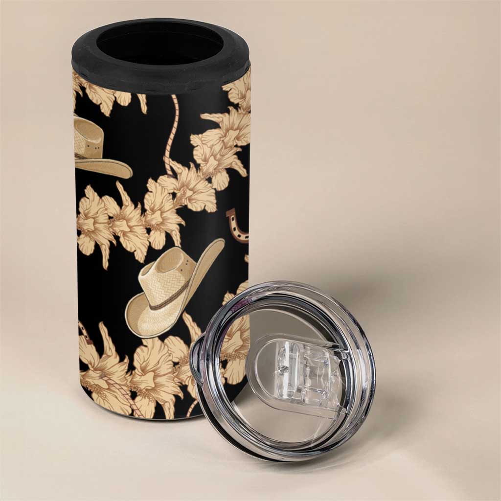 Vanuatu Cowboy 4 in 1 Can Cooler Tumbler Seamless Straw Hats Hibiscus - Polynesian Pride