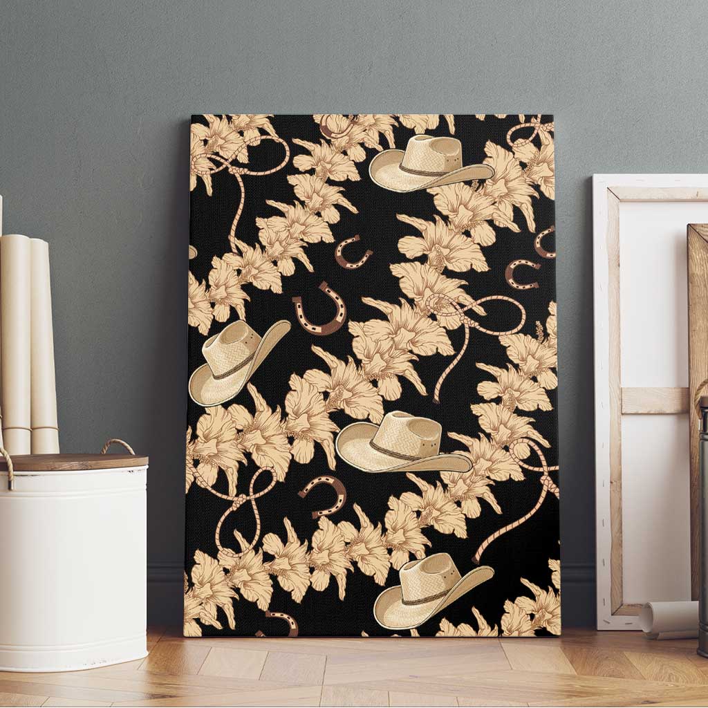 Vanuatu Cowboy Canvas Wall Art Seamless Straw Hats Hibiscus - Polynesian Pride