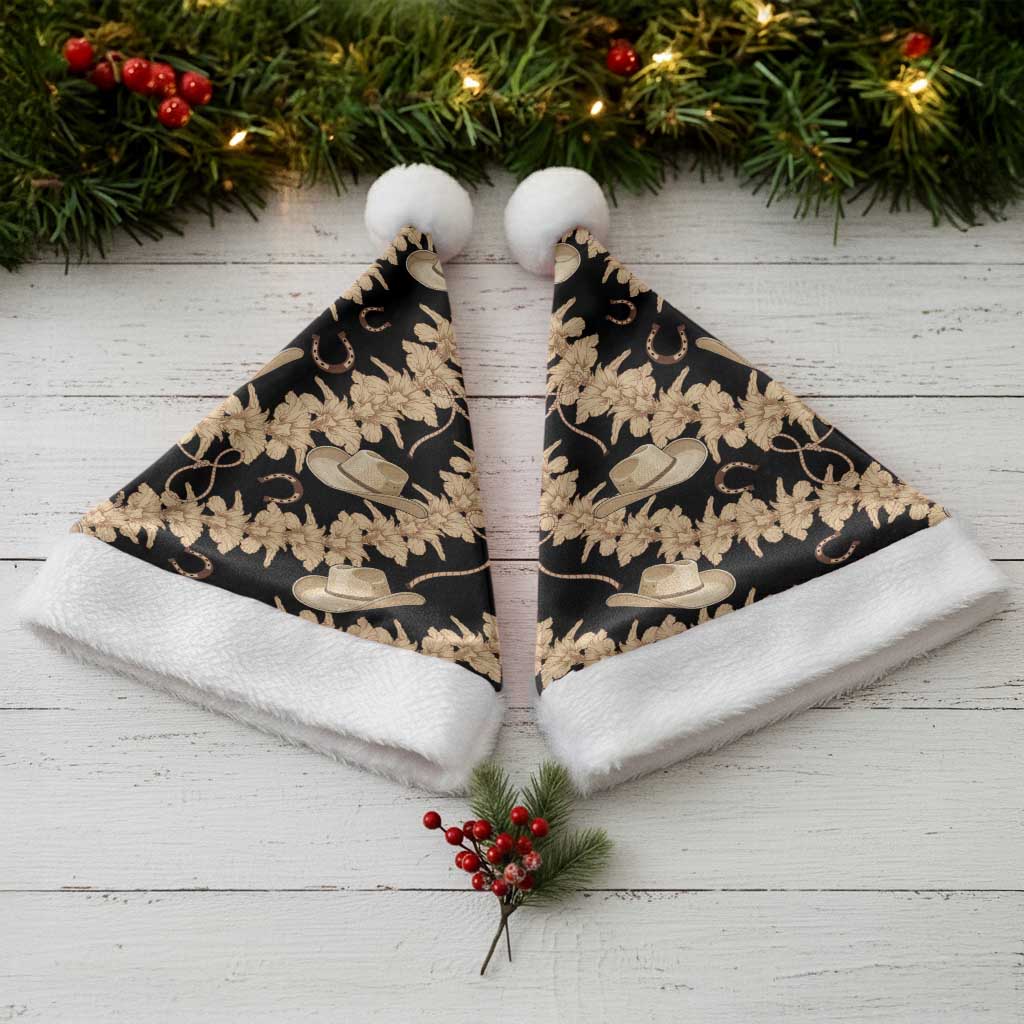 Vanuatu Cowboy Christmas Santa Hat Seamless Straw Hats Hibiscus - Polynesian Pride
