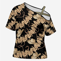 Vanuatu Cowboy Cross Shoulder Shirt Seamless Straw Hats Hibiscus - Polynesian Pride
