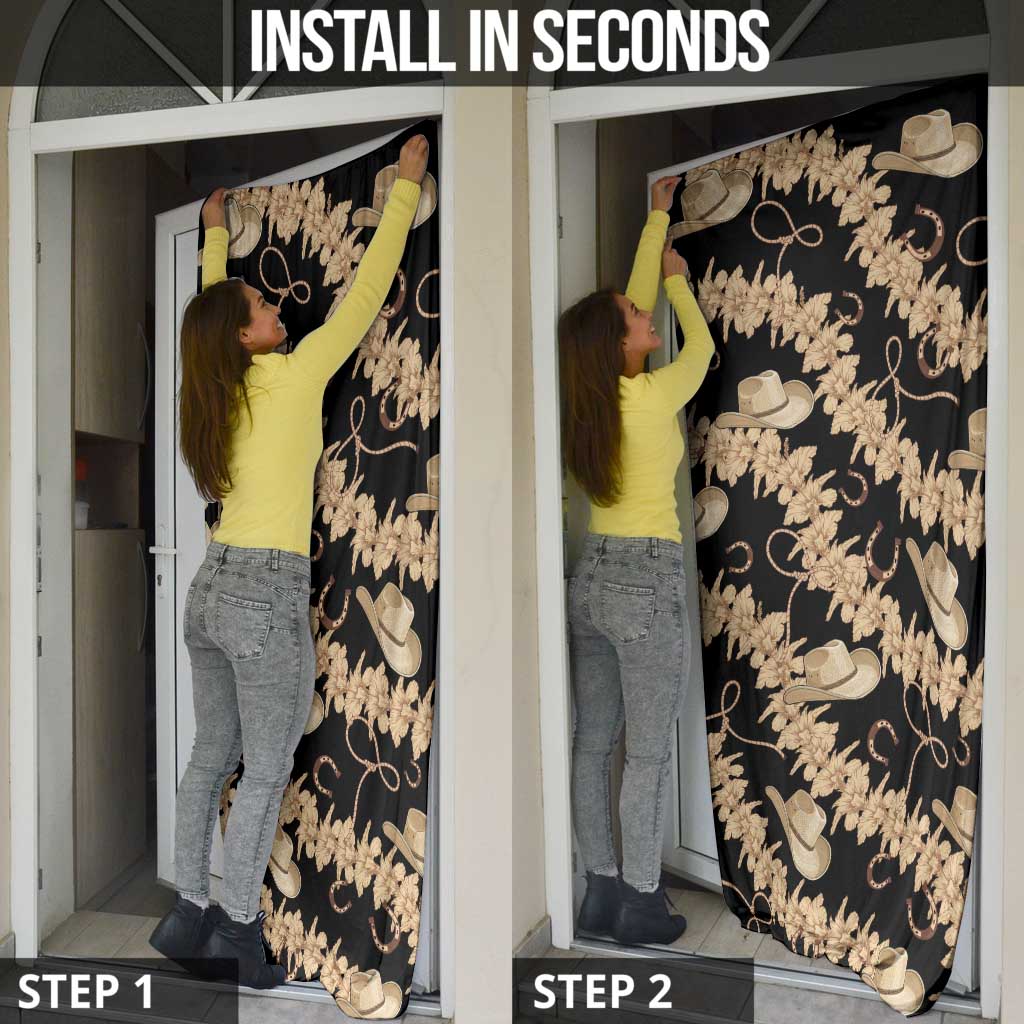 Vanuatu Cowboy Door Cover Seamless Straw Hats Hibiscus - Polynesian Pride