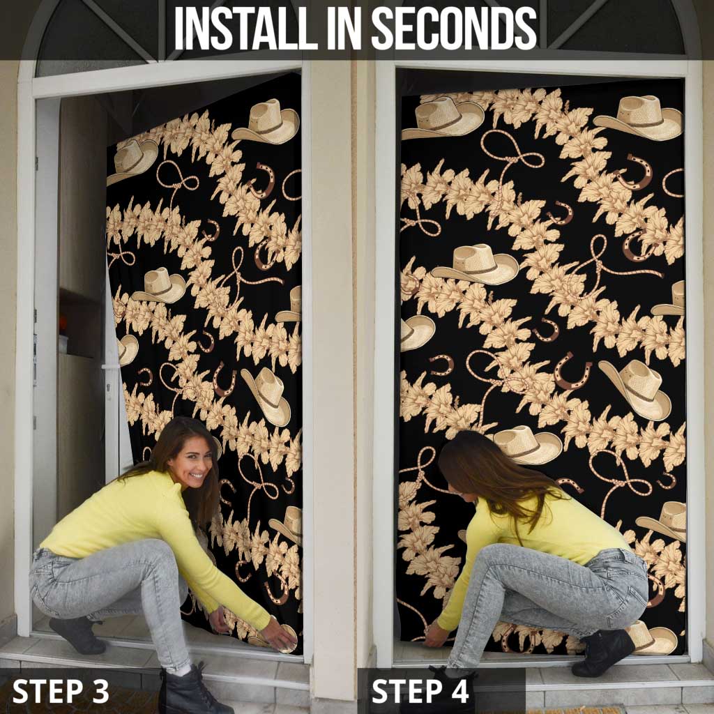 Vanuatu Cowboy Door Cover Seamless Straw Hats Hibiscus - Polynesian Pride