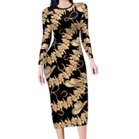 Vanuatu Cowboy Family Matching Long Sleeve Bodycon Dress and Hawaiian Shirt Seamless Straw Hats Hibiscus - Polynesian Pride