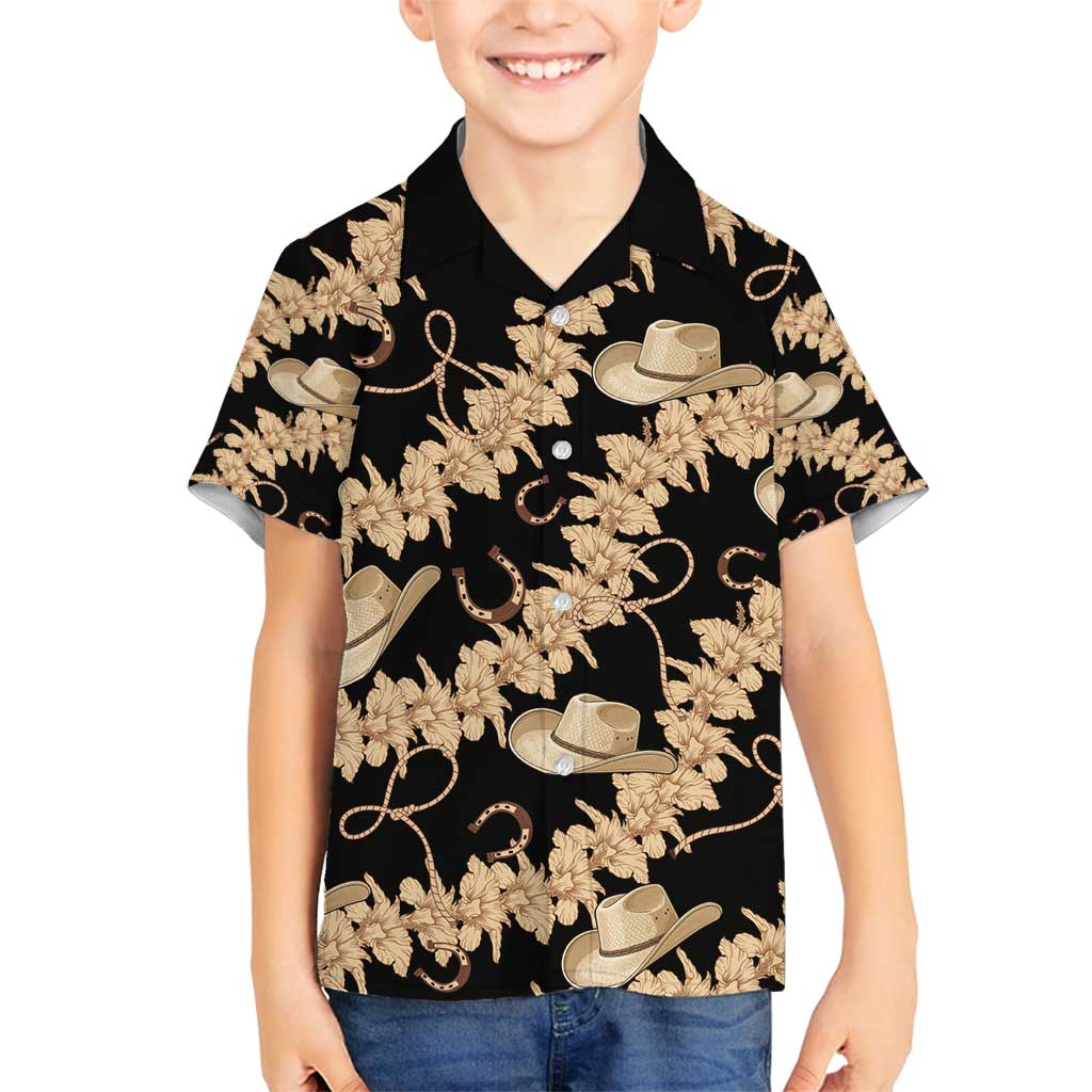 Vanuatu Cowboy Family Matching Long Sleeve Bodycon Dress and Hawaiian Shirt Seamless Straw Hats Hibiscus - Polynesian Pride