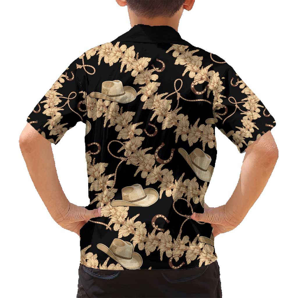 Vanuatu Cowboy Family Matching Tank Maxi Dress and Hawaiian Shirt Seamless Straw Hats Hibiscus - Polynesian Pride