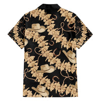 Vanuatu Cowboy Family Matching Tank Maxi Dress and Hawaiian Shirt Seamless Straw Hats Hibiscus - Polynesian Pride