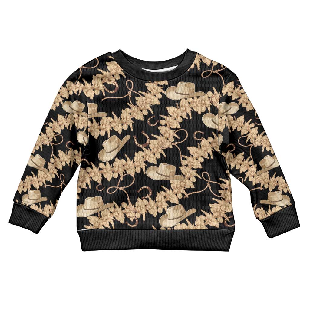 Vanuatu Cowboy Kid Ugly Christmas Sweater Seamless Straw Hats Hibiscus - Polynesian Pride