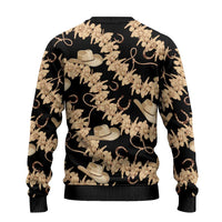 Vanuatu Cowboy Ugly Christmas Sweater Seamless Straw Hats Hibiscus - Polynesian Pride