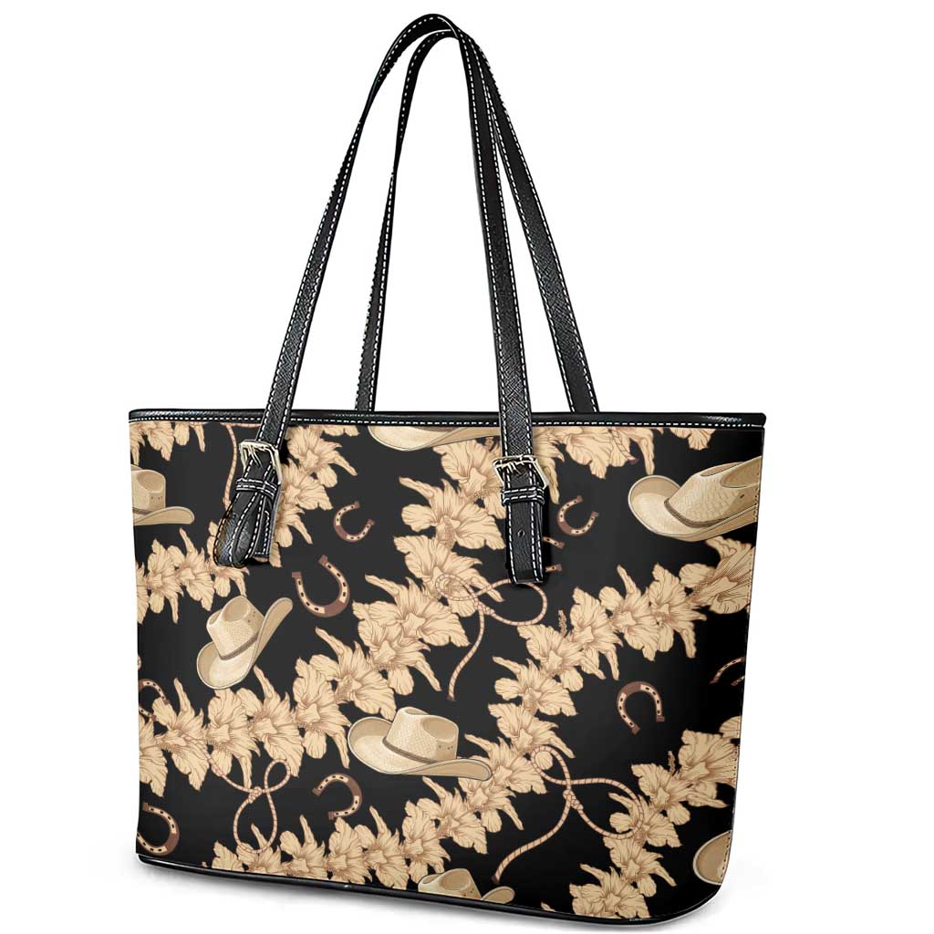 Vanuatu Cowboy Leather Tote Bag Seamless Straw Hats Hibiscus - Polynesian Pride