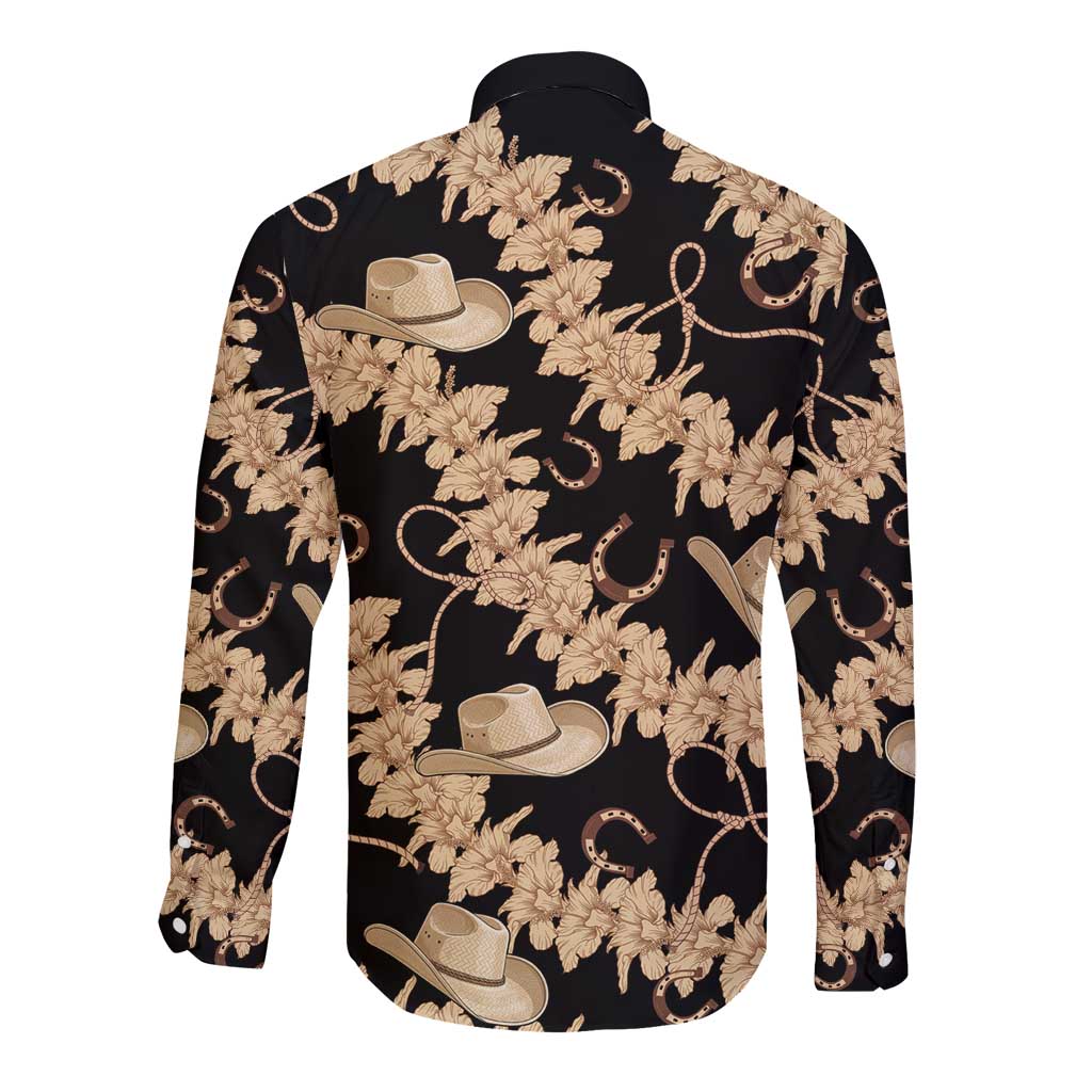 Vanuatu Cowboy Long Sleeve Button Shirt Seamless Straw Hats Hibiscus - Polynesian Pride