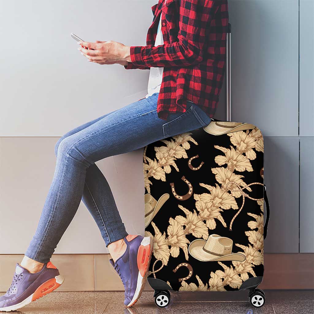Vanuatu Cowboy Luggage Cover Seamless Straw Hats Hibiscus - Polynesian Pride
