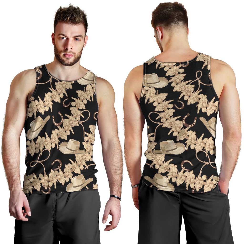 Vanuatu Cowboy Men Tank Top Seamless Straw Hats Hibiscus - Polynesian Pride