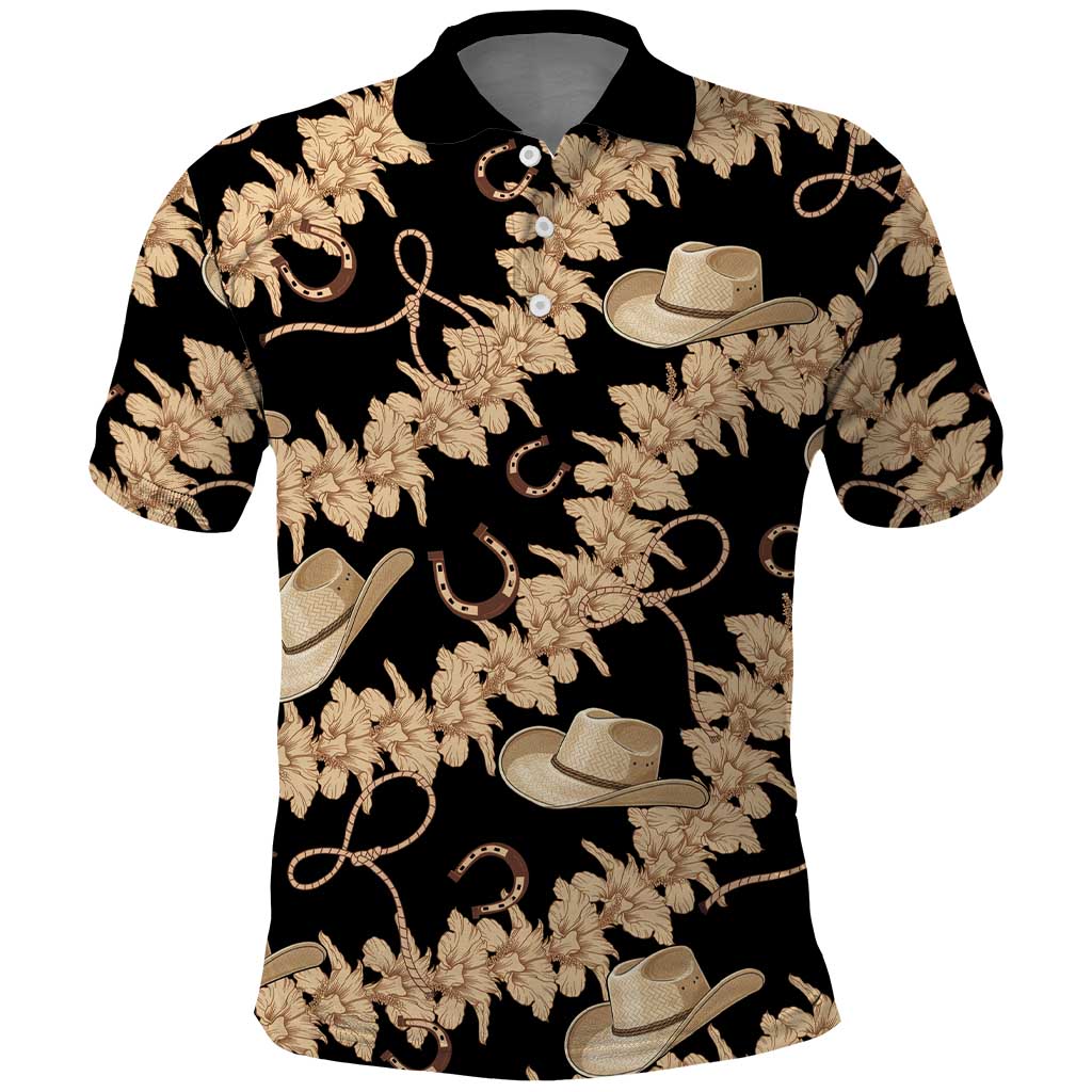 Vanuatu Cowboy Polo Shirt Seamless Straw Hats Hibiscus - Polynesian Pride