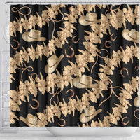 Vanuatu Cowboy Shower Curtain Seamless Straw Hats Hibiscus - Polynesian Pride