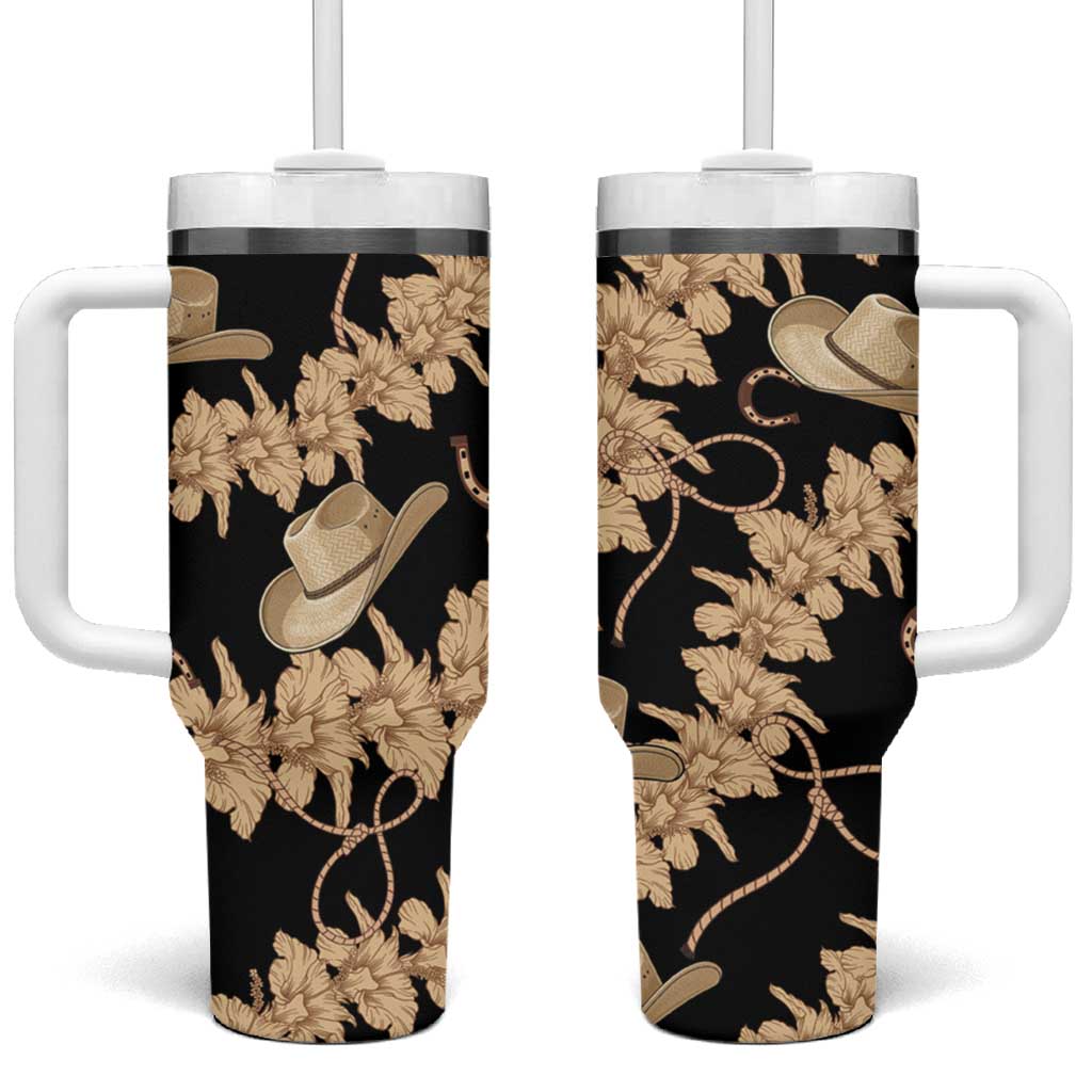 Vanuatu Cowboy Tumbler With Handle Seamless Straw Hats Hibiscus - Polynesian Pride