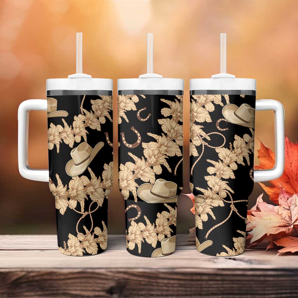 Vanuatu Cowboy Tumbler With Handle Seamless Straw Hats Hibiscus - Polynesian Pride