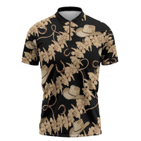 Vanuatu Cowboy Zipper Polo Shirt Seamless Straw Hats Hibiscus - Polynesian Pride