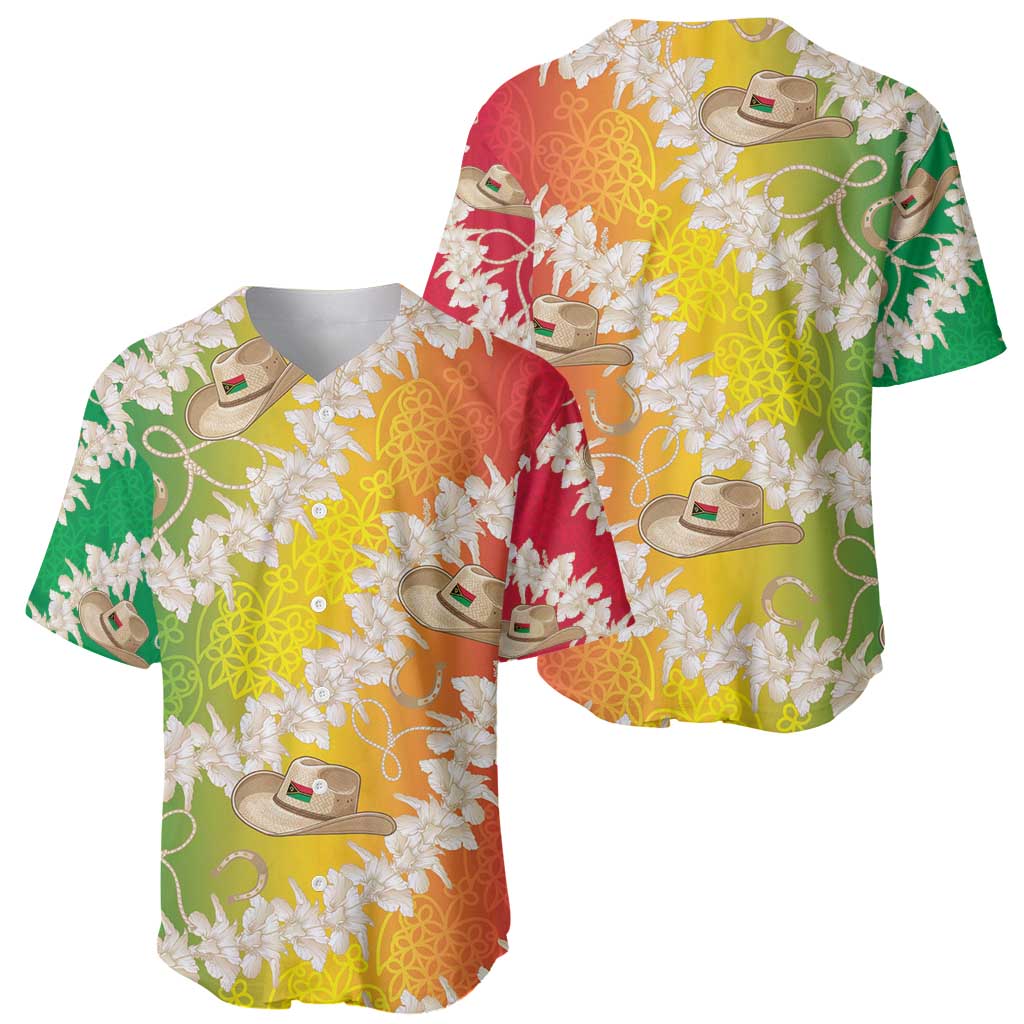 Vanuatu Cowboy Baseball Jersey Straw Hats Hibiscus With Sand Drawing - Polynesian Pride