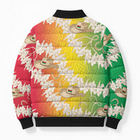 Vanuatu Cowboy Bomber Puffer Jacket Straw Hats Hibiscus With Sand Drawing - Polynesian Pride