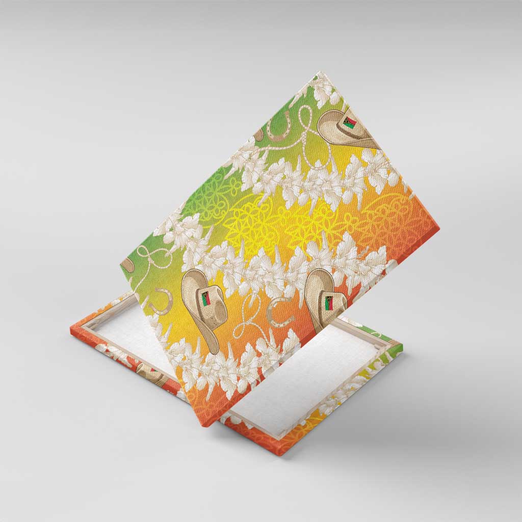 Vanuatu Cowboy Canvas Wall Art Straw Hats Hibiscus With Sand Drawing - Polynesian Pride