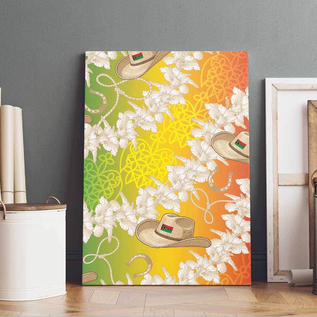 Vanuatu Cowboy Canvas Wall Art Straw Hats Hibiscus With Sand Drawing - Polynesian Pride