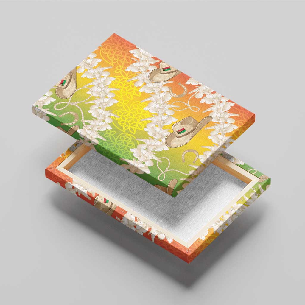 Vanuatu Cowboy Canvas Wall Art Straw Hats Hibiscus With Sand Drawing - Polynesian Pride