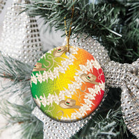 Vanuatu Cowboy Ceramic Ornament Straw Hats Hibiscus With Sand Drawing - Polynesian Pride