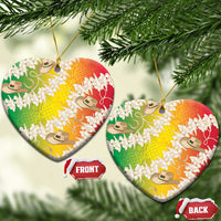 Vanuatu Cowboy Ceramic Ornament Straw Hats Hibiscus With Sand Drawing - Polynesian Pride