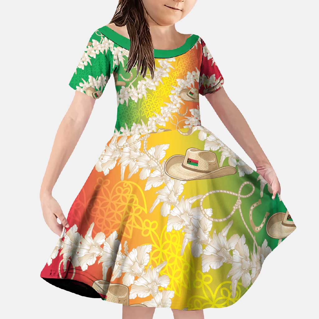 Vanuatu Cowboy Family Matching Mermaid Dress and Hawaiian Shirt Straw Hats Hibiscus With Sand Drawing - Polynesian Pride