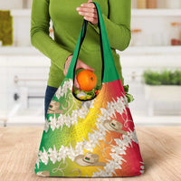 Vanuatu Cowboy Grocery Bag Straw Hats Hibiscus With Sand Drawing - Polynesian Pride