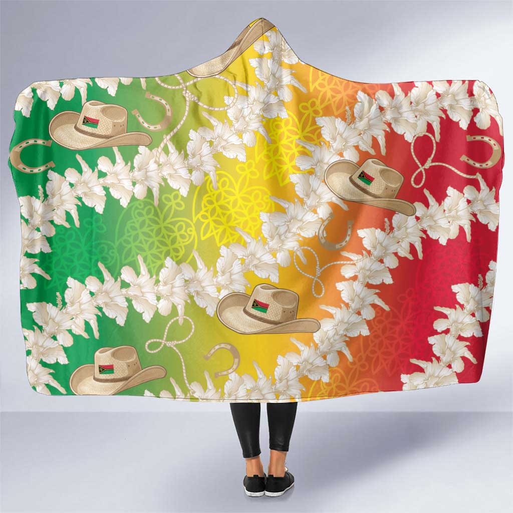 Vanuatu Cowboy Hooded Blanket Straw Hats Hibiscus With Sand Drawing - Polynesian Pride