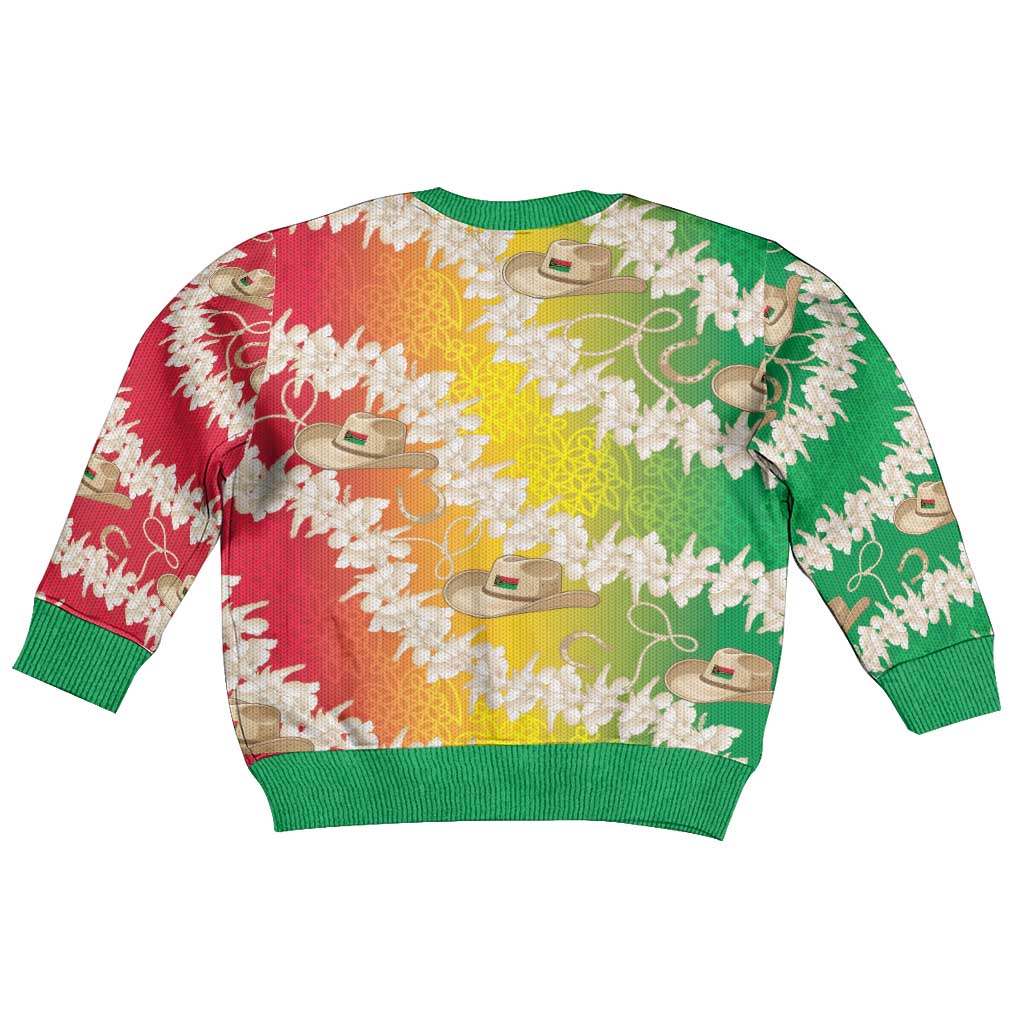 Vanuatu Cowboy Kid Ugly Christmas Sweater Straw Hats Hibiscus With Sand Drawing - Polynesian Pride