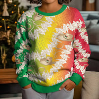 Vanuatu Cowboy Kid Ugly Christmas Sweater Straw Hats Hibiscus With Sand Drawing - Polynesian Pride