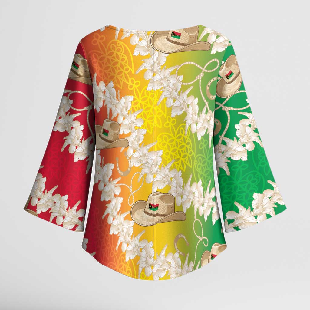 Vanuatu Cowboy Kimono Sleeve Blouse Straw Hats Hibiscus With Sand Drawing - Polynesian Pride