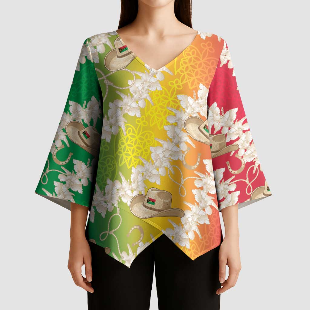 Vanuatu Cowboy Kimono Sleeve Blouse Straw Hats Hibiscus With Sand Drawing - Polynesian Pride